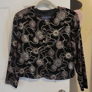 Norton McNaughton Black and Gold velvet gold pattern jacket Sz12